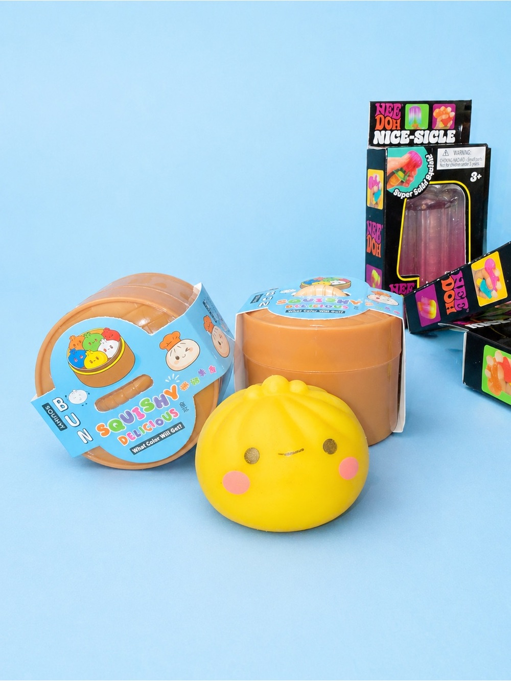 Cute Mini Dumpling Squishy Toy -Fun Kids Stress Reliever SET OF 3 Unopened Mini